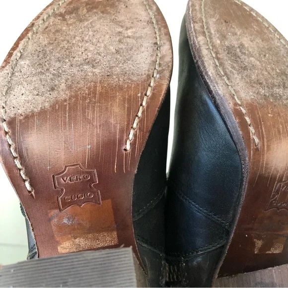 Hinge barris distressed leather ankle boots double zip heeled booties - Picture 14 of 14